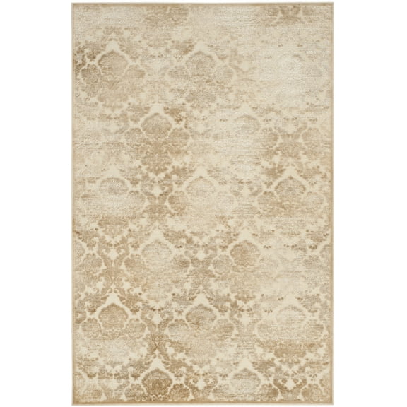 SAFAVIEH Martha Stewart Jasi Geometric Floral Area Rug, Warm Beige/Cream, 3'3" x 5'3"