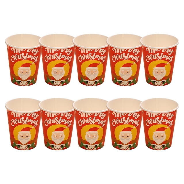 F Disposable Christmas Paper Cups, 10-Pack For Drinks & Hot Beverages, Holiday Patterns, Leak Resistant For Parties & Events