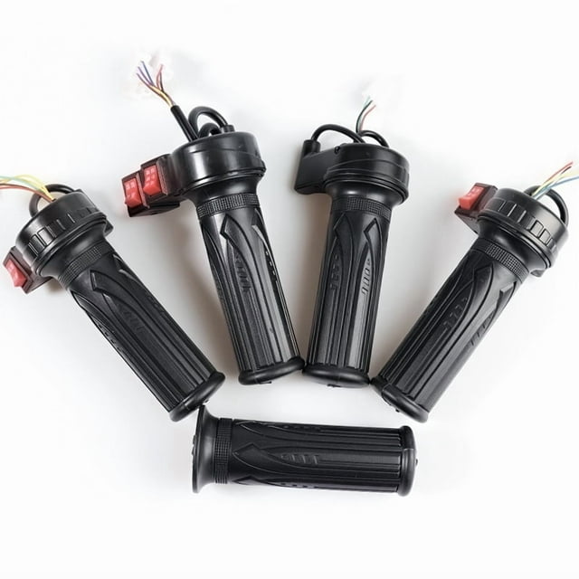 Poignée d'Accélérateur Universelle pour Vélo Électrique - Style Rond Gaucher 054, Design Simple Non Fonctionnel avec Couvercle en Caoutchouc Noir Durable, Installation Légère et Facile pour une Conduite Fluide