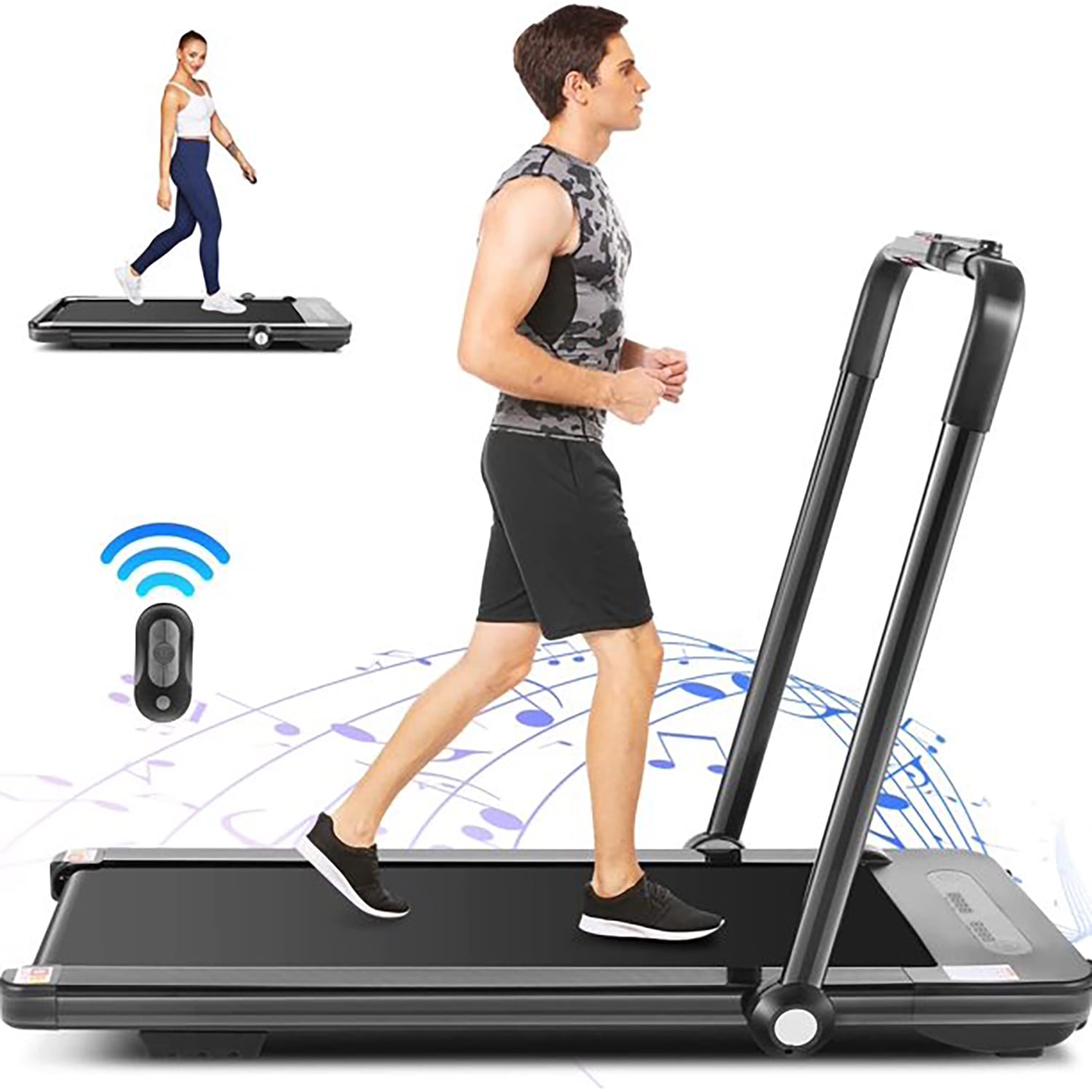 Remote Control Bluetooth Speakers Walking Jogging Machine for Home/Office Use 2.25HP Folding Electric Treadmills Goplus 3-in-1 Treadmill with Large Desk LCD Display 
