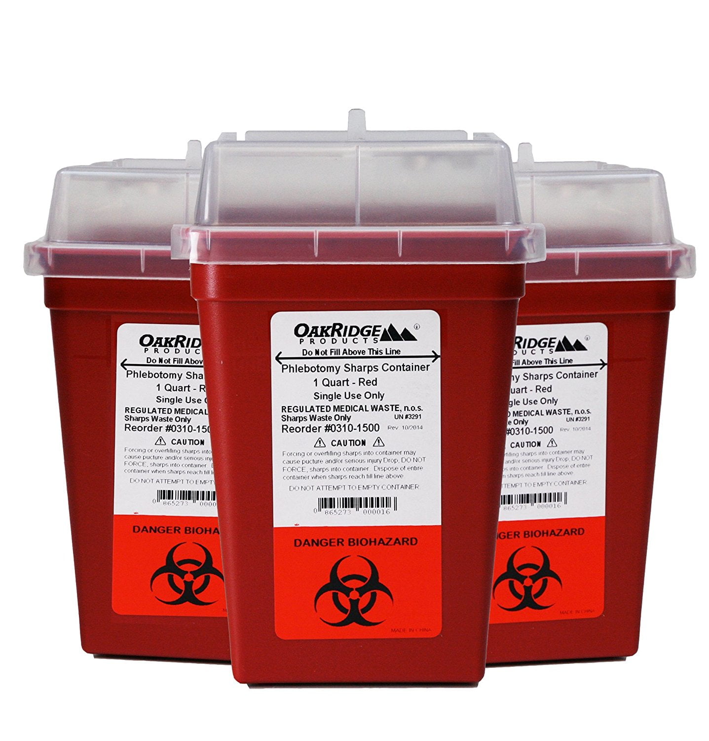 1 Quart Size (Pack of 3) Sharps Disposal Container OakRidge