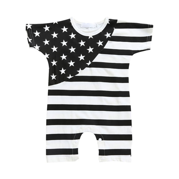 EnJoCho Toddler Summer Jumpsuit American Independence Day Male and Female Baby Short Sleeved Jumpsuit Romper Baby Kids Boys Trendy Casual Comfort Bodysuit Clothing