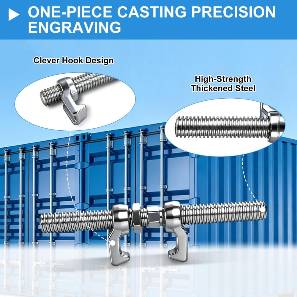 4 Pack Shipping Container Bridge Fitting Clamps - 280 mm Adjustable Galvanized Screw Clamp for Connecting 20/40FT Containers, Sea Harbor & Rail Use, Container Accessories