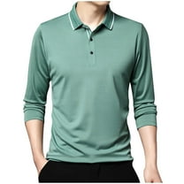 USNSM Men's Classic Fit Long Sleeve Golf Shirts Athletic Casual Travel Performance Collared Shirt Lightweight Soft Comfy Solid Tees Green L