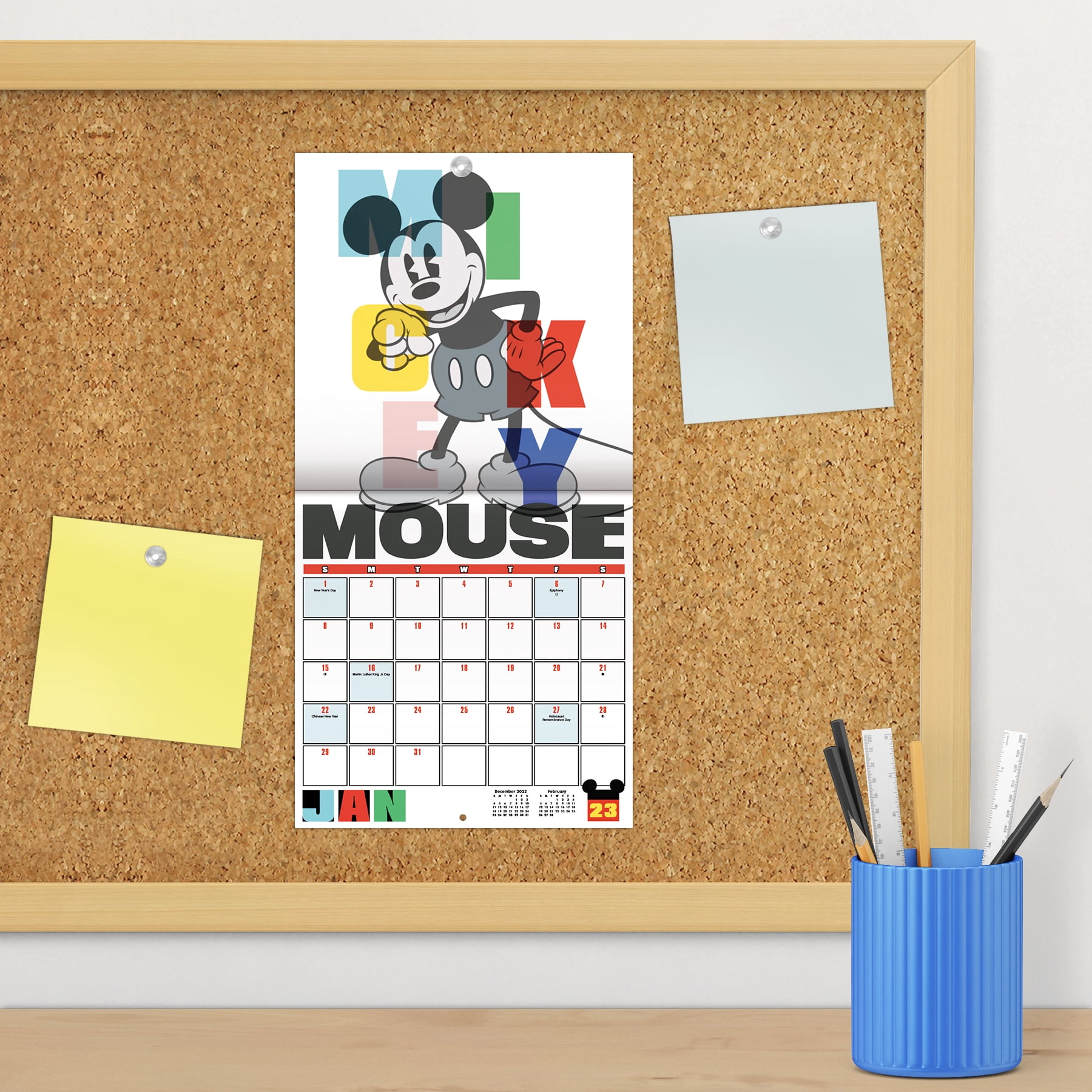 Trends International 2023 Disney Mickey Mouse Mini Wall Calendar & Pushpins  - Walmart.com