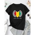 thumbnail image 2 of Camiseta informal de algodón para mujer con estampado geométrico de corazón patriótico, cuello redondo, manga corta, elasticidad media, comodidad para todo el año, 100 % algodón, tejido de punto de 18, 2 of 6