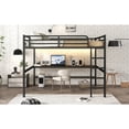 thumbnail image 5 of Metal Queen Loft Bed with Desk, Power Outlet and LED Lights, Space Saving Design with USB Charging, Noise Reduced, Black, Ships 2 Pkgs, 5 of 16