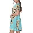 thumbnail image 2 of Easygdp World Travel Line Icons Map para Vestido Transpirable de Mujer, Vestido Suelto de Manga Corta con Pliegues y Bolsillos para el Verano, 2 of 6