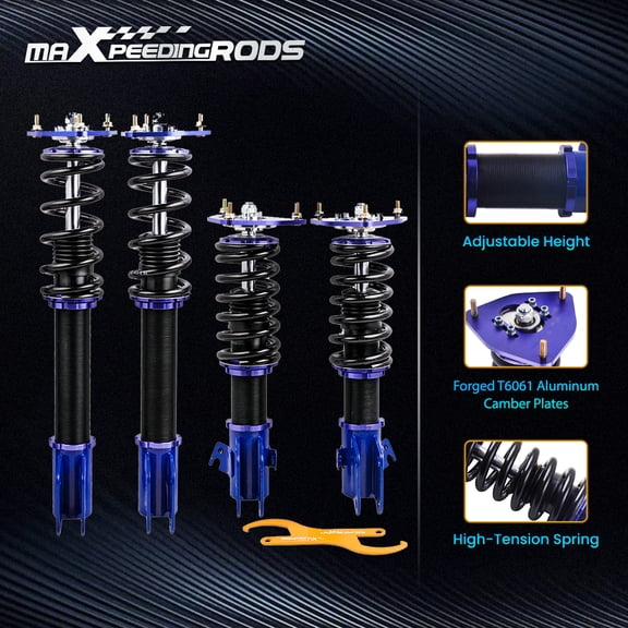 maXpeedingrods Coilovers for Subaru Impreza WRX 2000-2007, for Subaru Forester SG 2003-2008, Height Adjustment Shock Absorber Struts, Preset Damping Lowering Kit Blue
