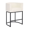 thumbnail image 5 of ClinQ 26" Counter Height Bar Stools Set of 3, PU Leather Barrel Bar Chairs with Back and Arms for Kitchen Island, White, 5 of 14