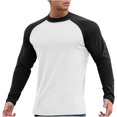 thumbnail image 2 of Dagegui Men's Crew Neck Baseball Shirts Patchwork Raglan Long Sleeve Tops Cotton Pullover Slim Fit Running Athletic Tee White XXXL, 2 of 5