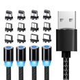 thumbnail image 1 of Paquete de 4 cables de carga magnéticos, cable de teléfono con bobinado automático 3 en 1 de alta calidad, 1 of 5