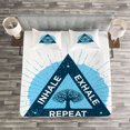 thumbnail image 3 of Ambesonne Inhale Exhale Quilted Bedspread Set 3 Pcs, Tree of Life, King Size, Night Blue and White, 3 of 3