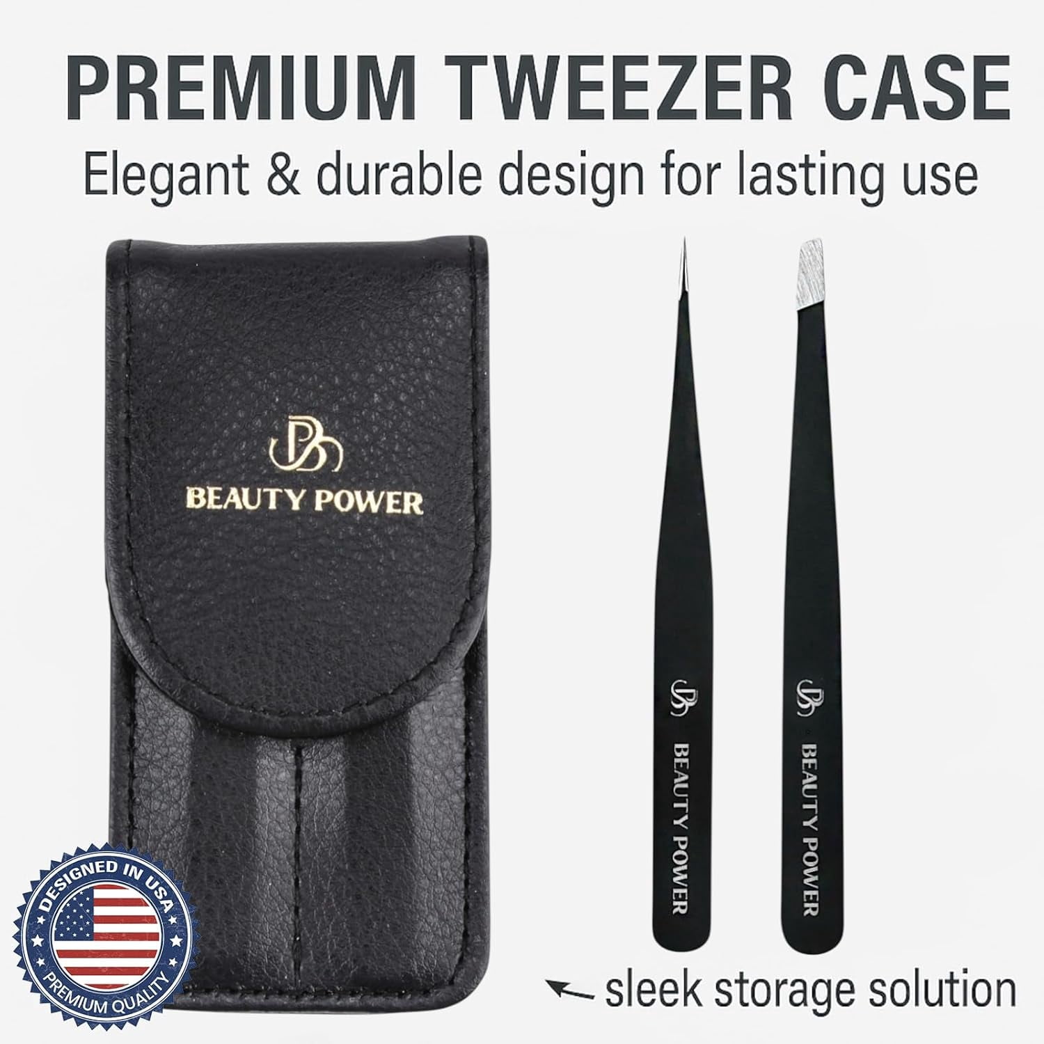 Beauty Power Professional Tweezers Set – Slant & Point, Ultra Precision German Stainless Steel Tweezers for Eyebrows, Chin, Ingrown Hair & Facial Grooming – Lightweight + Travel Case - Gif Idea