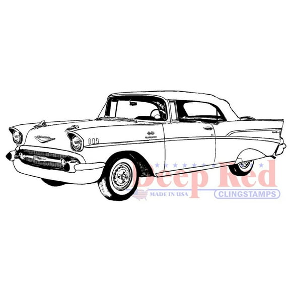 Deep Red Cling Stamp 3"X4"-Chevy Bel Air