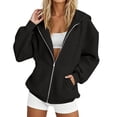thumbnail image 2 of YanHoo Women's Fall Zip Up Hoodies Sweatshirts | Comfy Fleece Lined, Long Sleeve Pockets, Drawstring Hooded, Loose Fit, Fashion Y2K, Track Jackets, Spring Winter Clothing, 2 of 7