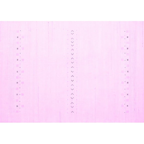 Ahgly Company Machine Washable Indoor Rectangle Solid Pink Modern Area Rugs, 5' x 8'