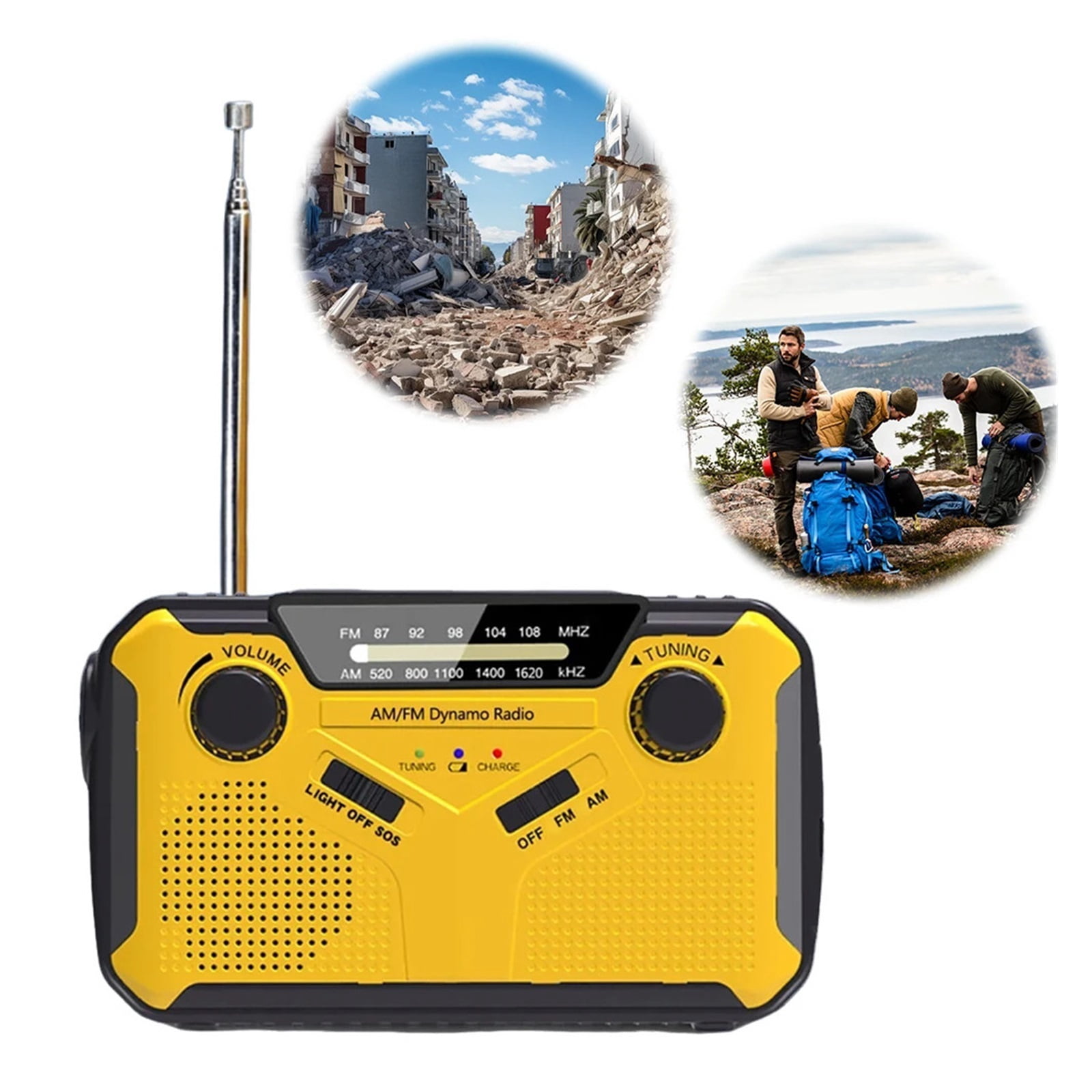 Hand Crank Radio with LED Flashlight Power Bank SOS Solar Radio Emergency Weather Radio for Emergency Camping Survival ,Listen Anytime, Anywhere