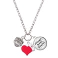 thumbnail image 1 of Delight Jewelry Silvertone Zig Zag with Braid Spinner - Red Heart Nurse Strong Zoe Necklace, 1 of 4