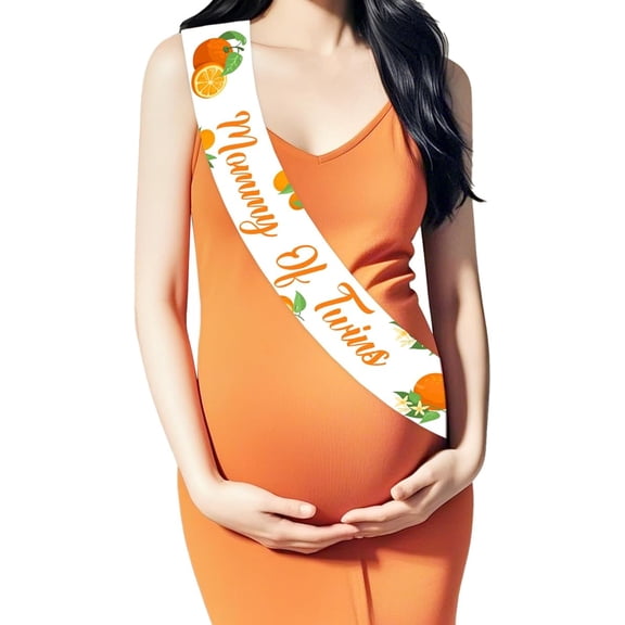 Two Little Cuties Baby Shower Decorations, Orange Mommy of Twins Sash for Twins Cutie Baby Shower Reveal Party Decorations Pregnant Mommy Gift