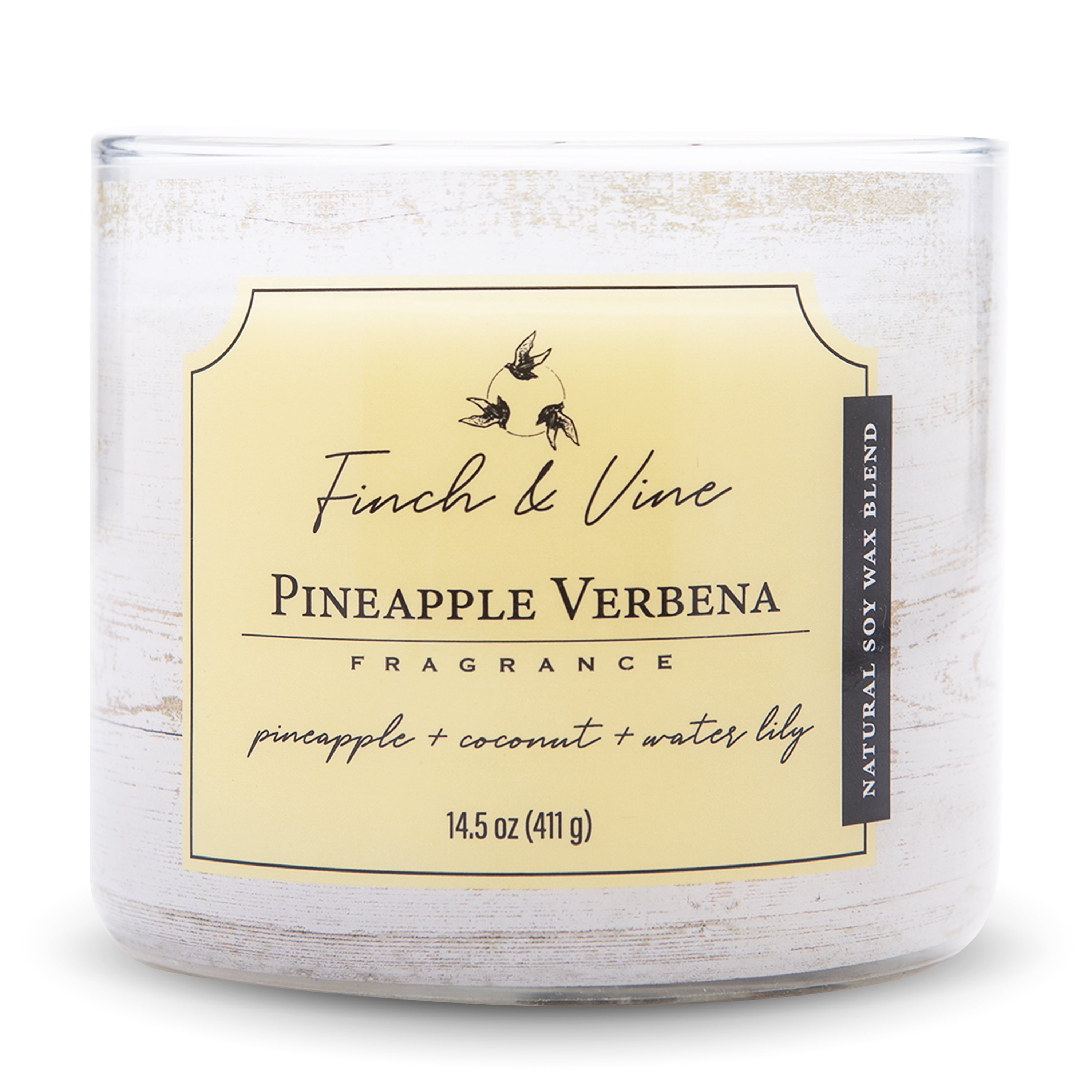Carolina Candle Pineapple Verbena 14.5Oz, 3 Wick Candle, White