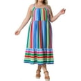 thumbnail image 2 of DARING DIVA Plus Size Sleeveless Bohemian Straps Cami Dress 2X Green Red, 2 of 5