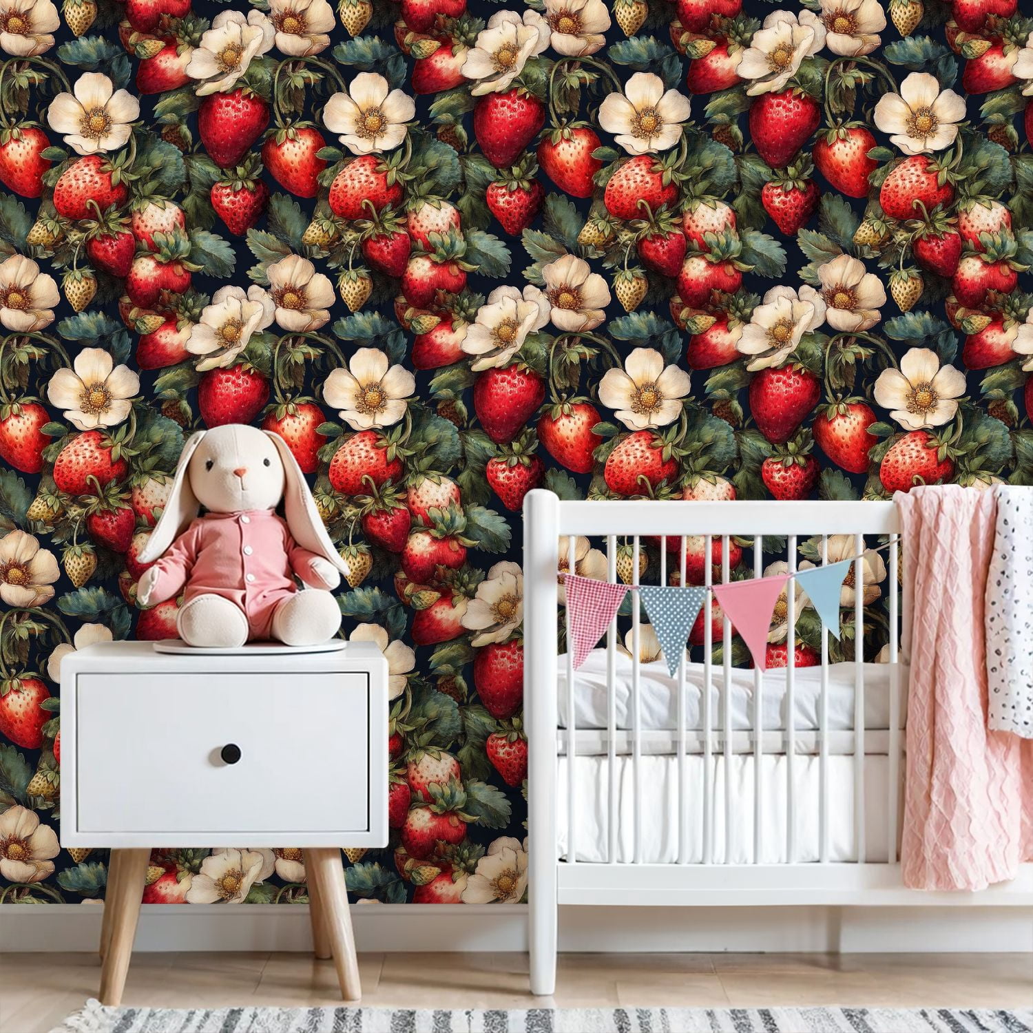 Peel and Stick Wallpaper 23.6in x 9.8ft Vibrant Strawberry Blossom Floral Intricate Detailing Contact Paper Vinyl Self-Adhesive Removable Wall Paper for Bedroom Kitchen Cabinet Décor Renter Friendly