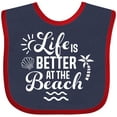 thumbnail image 3 of Inktastic Life is Better at the Beach with Sunshine Seashell and Palm Trees Boys or Girls Baby Bib, 3 of 4