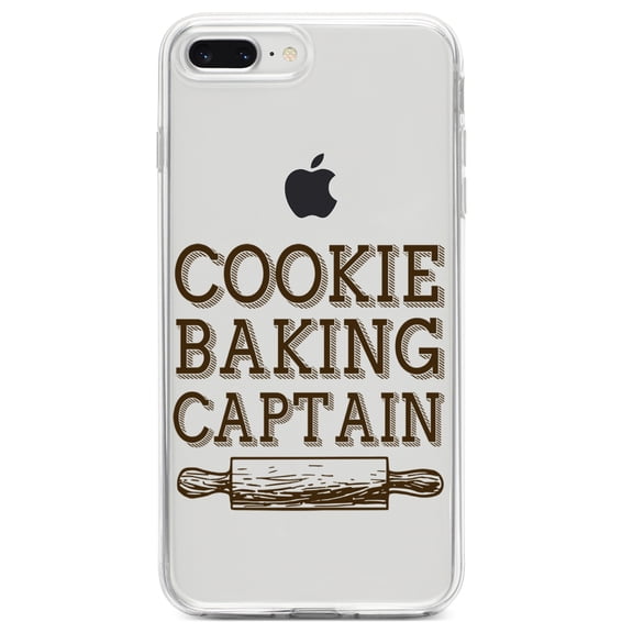 DistinctInk Clear Shockproof Hybrid Case for iPhone 7 PLUS / 8 PLUS (5.5" Screen) TPU Bumper Acrylic Back Tempered Glass Screen Protector - Cookie Baking Captain Rolling Pin