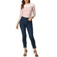 thumbnail image 2 of BLUSA CHIC para Mujeres INSPIRE a Rayas Color Block de Manga Larga Camiseta Casual M Rosa Blanca, 2 of 7