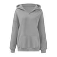 thumbnail image 5 of Womens Oversized Hoodies, Winter V-Neck Long Sleeve Sweatshirts, Cute Soft Fleece Hooded Pullover Casual Travel Tops, 5 of 6