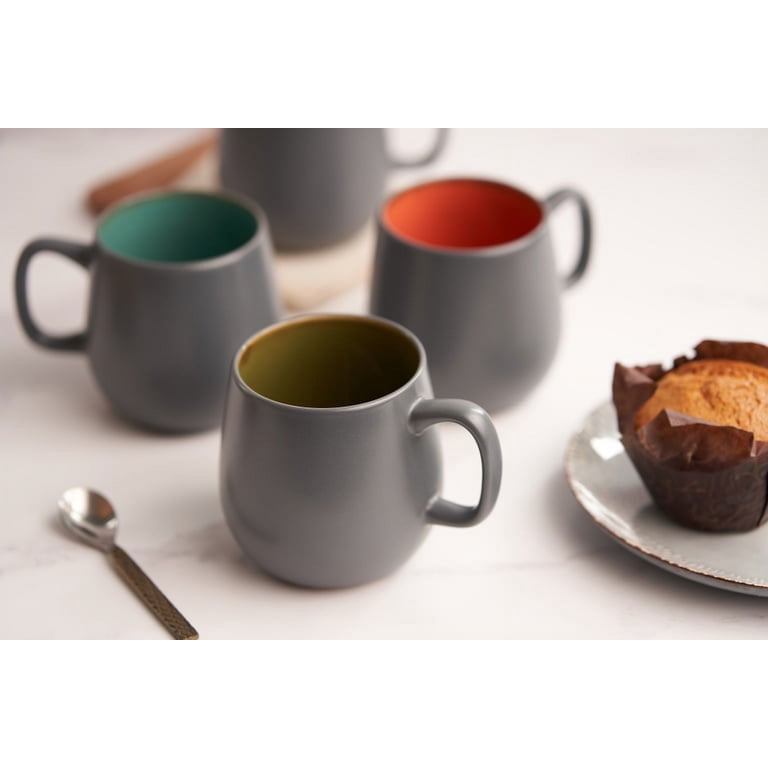 Kook Deco Large Coffee Mugs Set of 4, 21 Oz Multicolor Ceramic Mugs  Drinkware