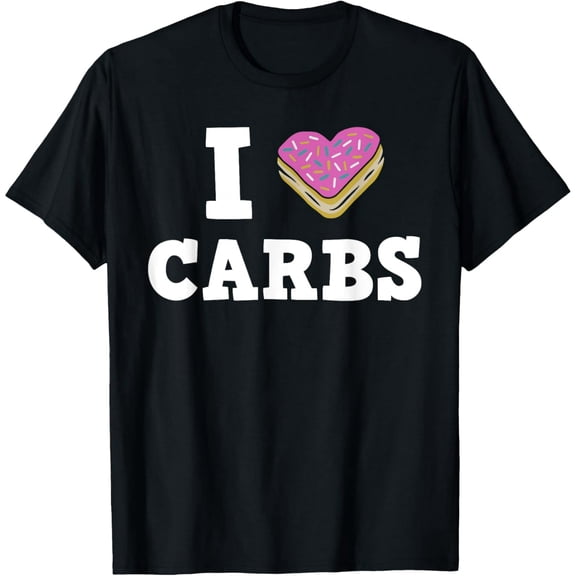 Funny I Love Carbs Pink Donut Heart for Foodie Unisex Graphic T-Shirt