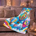 thumbnail image 6 of Whimsical Hot Air Balloon Flight Adventure Cheerful Cartoon, Playful Celestial Scene, Warm Flannel Blanket for Living Room and Bedroom, Art Lovers Housewarming Gift, Celestial Home Decor, 6 of 9