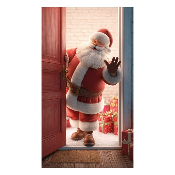 Tapiz decorativo para la puerta de Papá Noel, cortina para la puerta para fiestas, tapiz para la puerta, cubierta para la puerta, fiesta.
