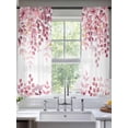 thumbnail image 3 of Sheer Curtains 63 Inches Long, Pink Eucalyptus Leaves Light Filtering Window Curtains for Living Room/Bedroom, Summer Botanical Watercolor Rod Pocket Voile Sheer Curtain Drapes, 52"W x 63"L, 2 Panels, 3 of 8