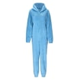 thumbnail image 4 of Combinaison à Capuche Manches Longues d'Hiver Confortable pour Femmes Pyjama Tenue de Détente Douce Fermeture Éclair devant, 4 of 8