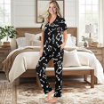 thumbnail image 2 of Yuyamidu Black Music Note Women Pajamas Set Soft Classic Notch Colalr Pjs Comfy Short Sleeve Button Down Sleepwear with Long Pants, 2 of 7