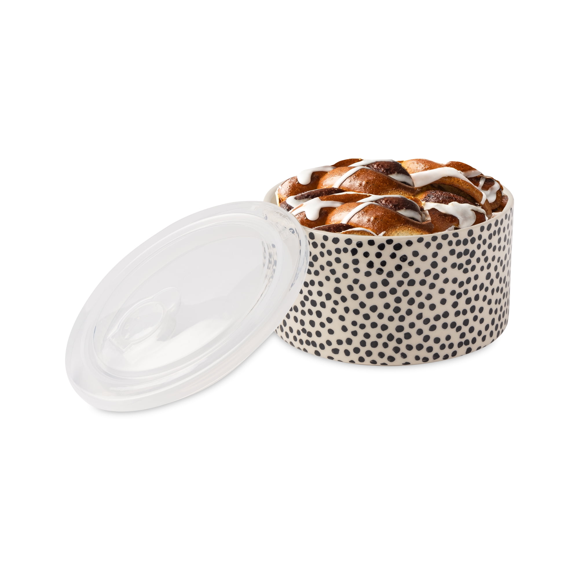 Thyme & Table 6-Piece Round Ceramic Baking Dish & Lid Set, Dot Pattern