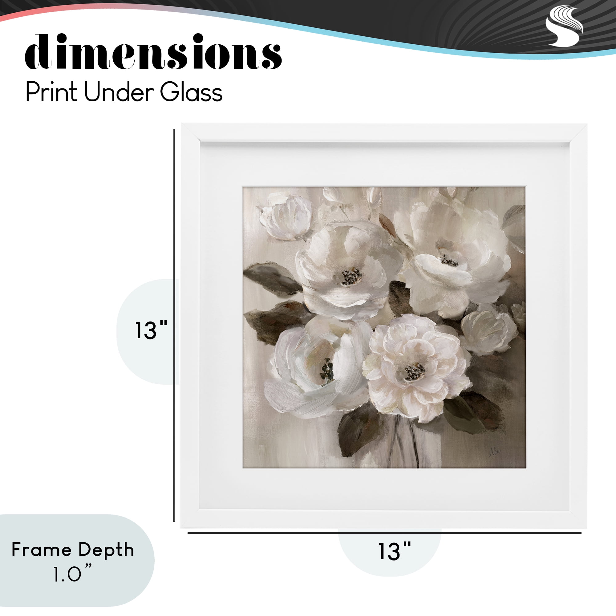 Stupell Industries Ivory Flower Bushel White Framed Print Under Glass, design by Nan