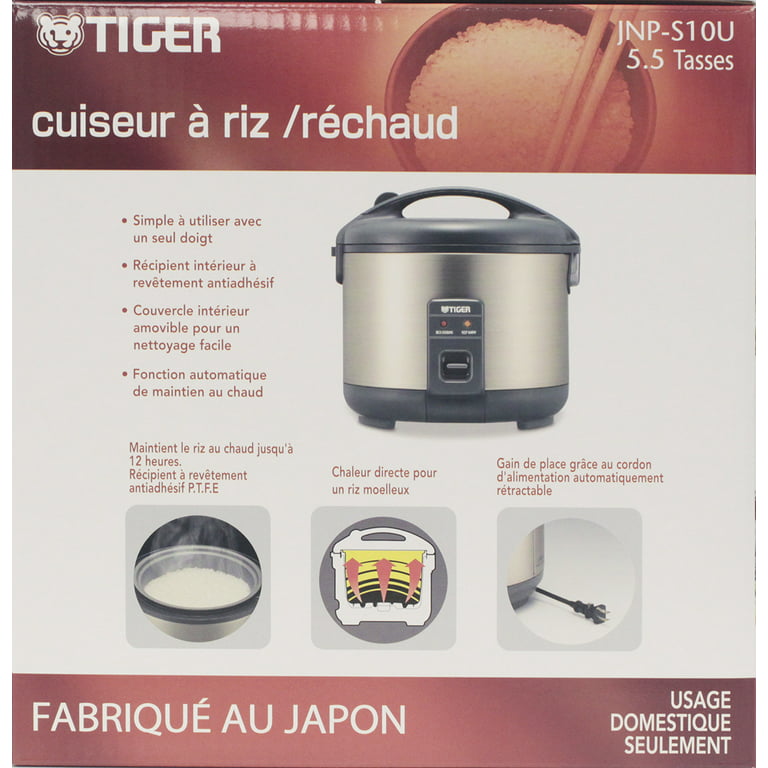 Tiger Corporation JNP-S, 5.5-Cup Stainless Steel Rice Cooker and Warmer, Silver
