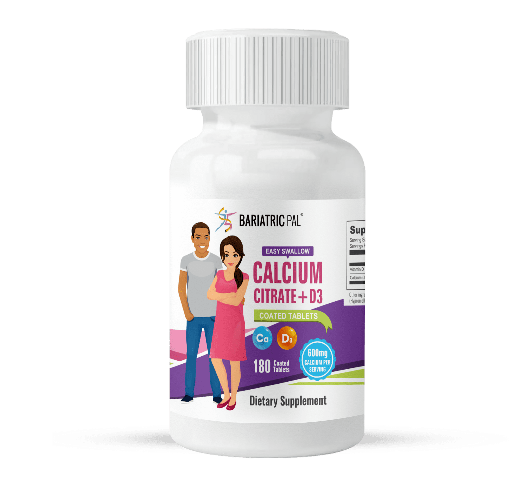 Duodenal Switch Vitamin Pack - Tablets BariatricPal Multivitamin ONE & BariatricPal Easy Swallow Calcium Citrate and D3 Coated Tablets: Capsule - Iron Free, Size: 180-Day Supply