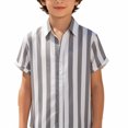 thumbnail image 5 of LIIPEE Fashion Stripes Graphic Button Up Shirts For Boys Short Sleeve Turn Down Collar Beach Shirt Kids Casual Cute Summer Tops,9-10 Years, 5 of 5