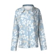 thumbnail image 4 of Romantic Garden Print Casual Shirt, Long Sleeve Relaxed Fit Top with Button Closure & Versatile Styling for Brunch Dates,Cyan XL, 4 of 5