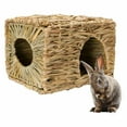 thumbnail image 2 of 2X Natural Grass Toy, Hand Woven Rabbit Guinea Pig Chinchilla Ferret Folding Straw Grass House, 2 of 7