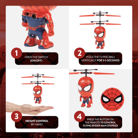 World Tech Toys - Marvel 3.5 Inch Spider-Man Flying Figure IR Helicopter - Multi