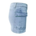 thumbnail image 6 of GEWSEY Women’s Denim Skort Mini Jean Skirt Low Waisted Stretch Zip Fly Casual Jean Skirt for Women Blue, L, 6 of 7