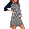 thumbnail image 2 of YAGHYAGH Pregnant Womens Striped Print 3/4 Long Sleeve Maternity Nursing T Shirt Dress, 2 of 4