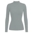 thumbnail image 4 of MYAOYINo Boundaries Womens Basic Ribbed Turtleneck Shirt Long Sleeve Slim Fitted, 4 of 7