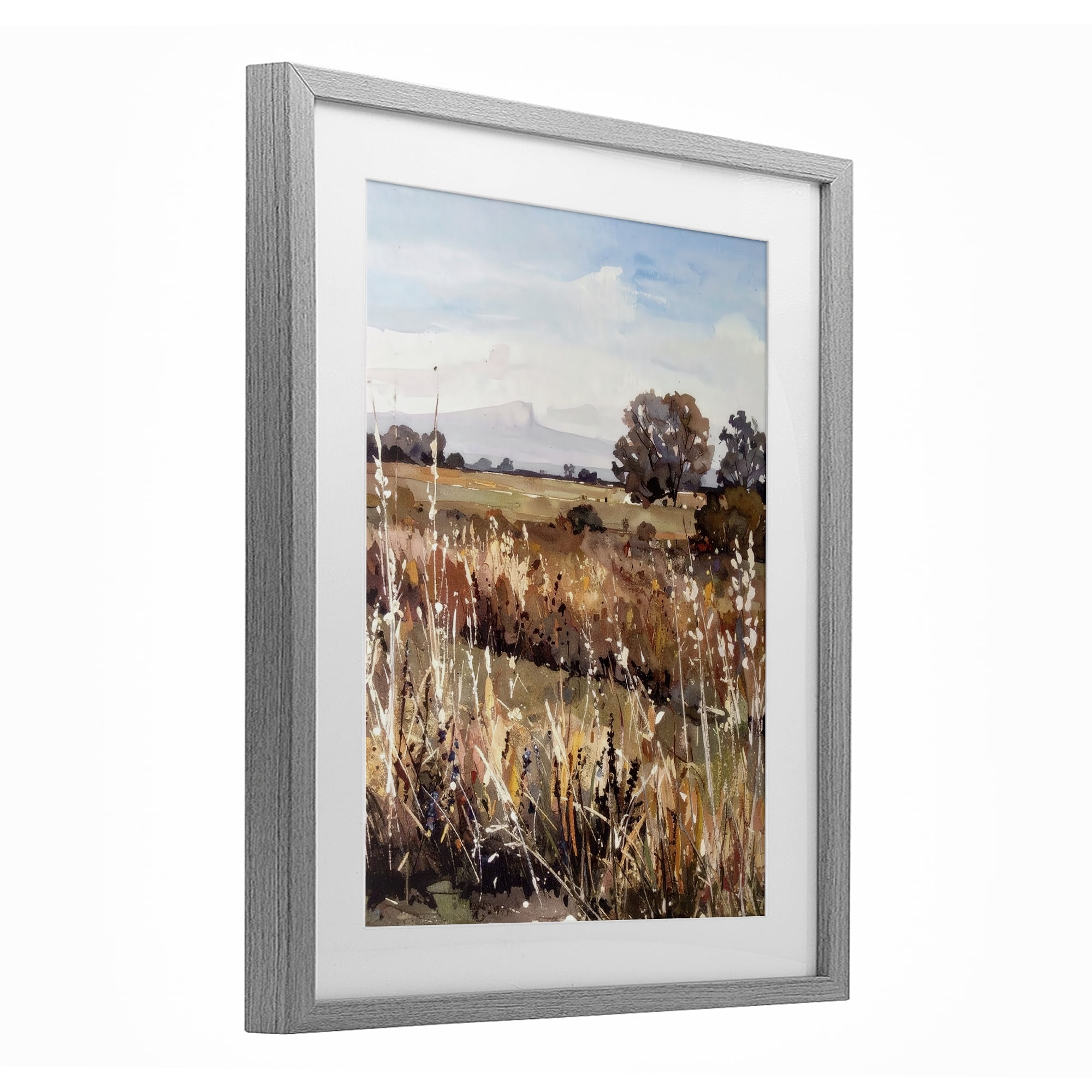 Stupell Industries Peaceful Meadow Expression Gray Framed Print Under Glass, design by Alonza Saunders